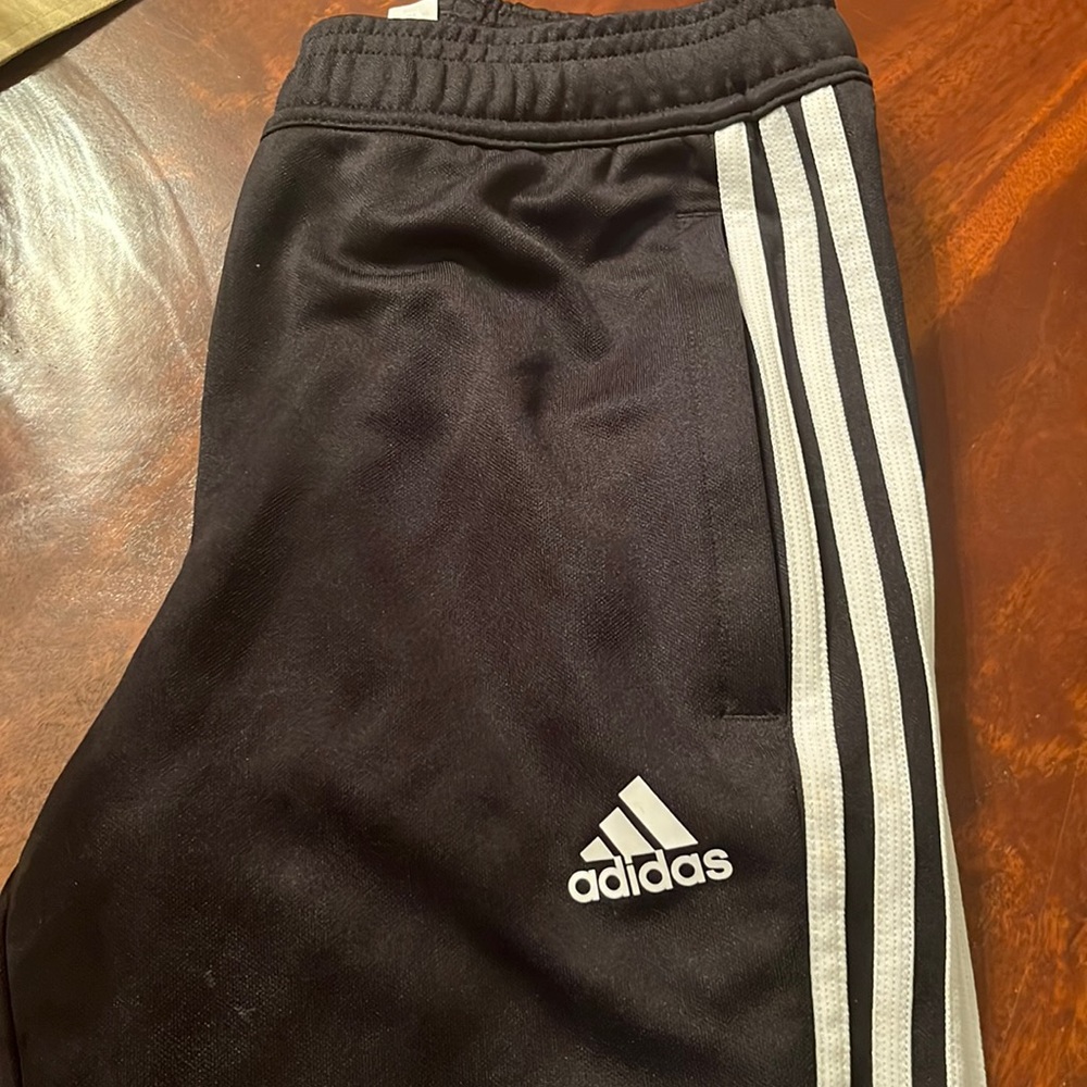 Boys Adias Black Athletic Pants